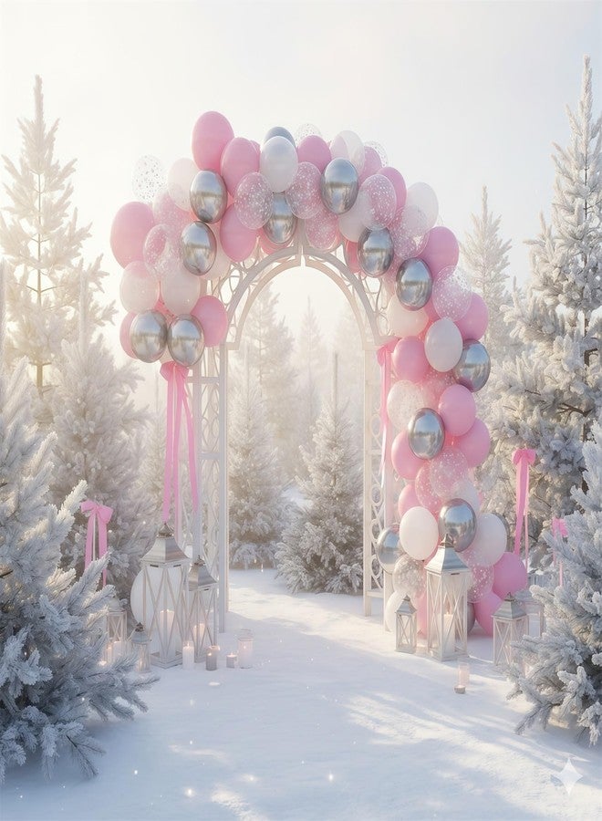 Froova Pink and Silver Balloons, 60Pcs Winter Onederland Party Decorations, Pastel Light Pink Pearl White Metallic Silver Latex Balloon with Snowflake Balloon for Winter Wonderland Baby Shower Birthday Decor - Image 5